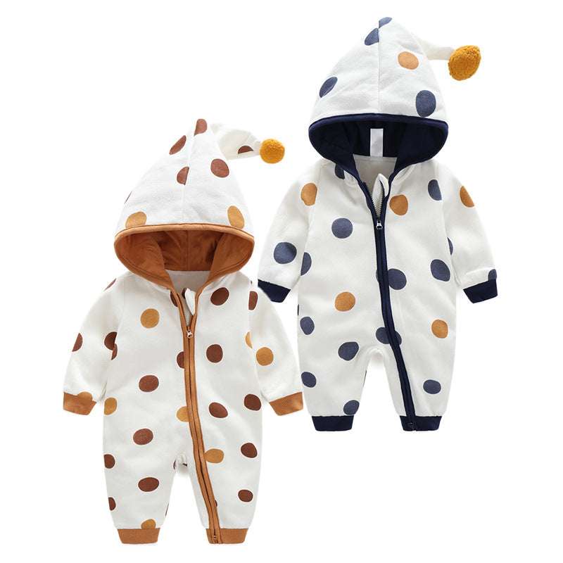 Cotton Printed Baby Hooded Crawling Bodysuit - Minihomy