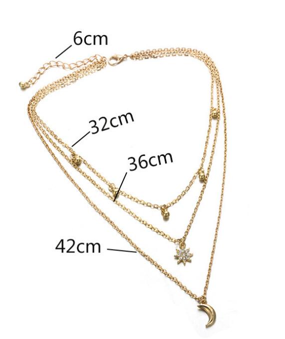 Moon Star Necklace Multilayer Necklace Set Sweater Chain - Minihomy