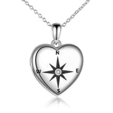 925 Sterling Silver Locket Necklace that Holds Pictures Compass Jewelry High School College Graduation Gifts for Women - Minihomy