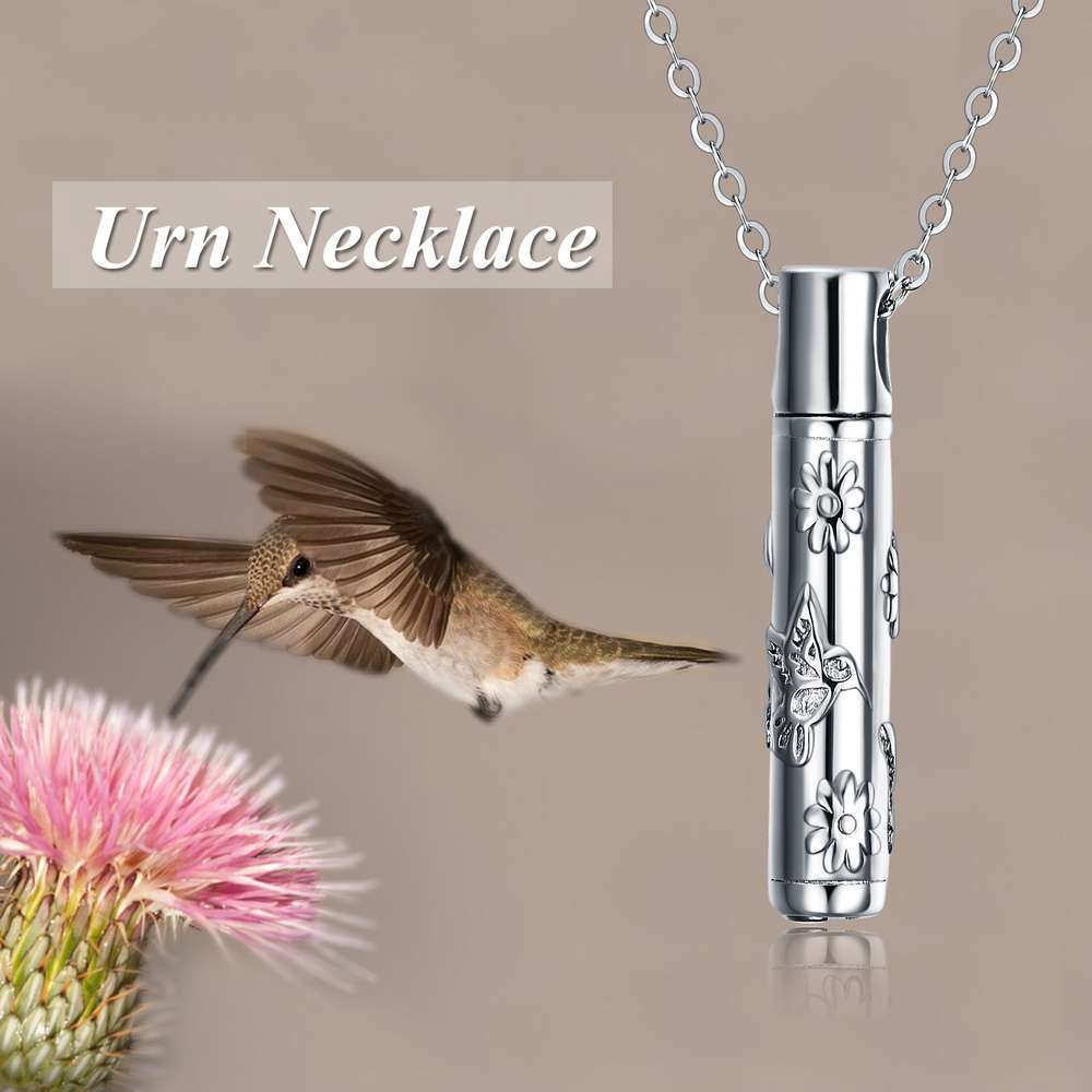 Hummingbird Cremation Jewelry Urn Necklace Ashes Sterling Silver Hummingbird Jewelry for Women - Minihomy