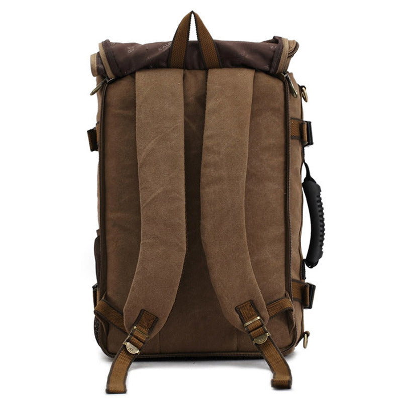 Men Canvas Backpack Huge Travel School Shoulder Computer Backpack Functional Versatile Bags Multifunctional Laptop Bag - Minihomy