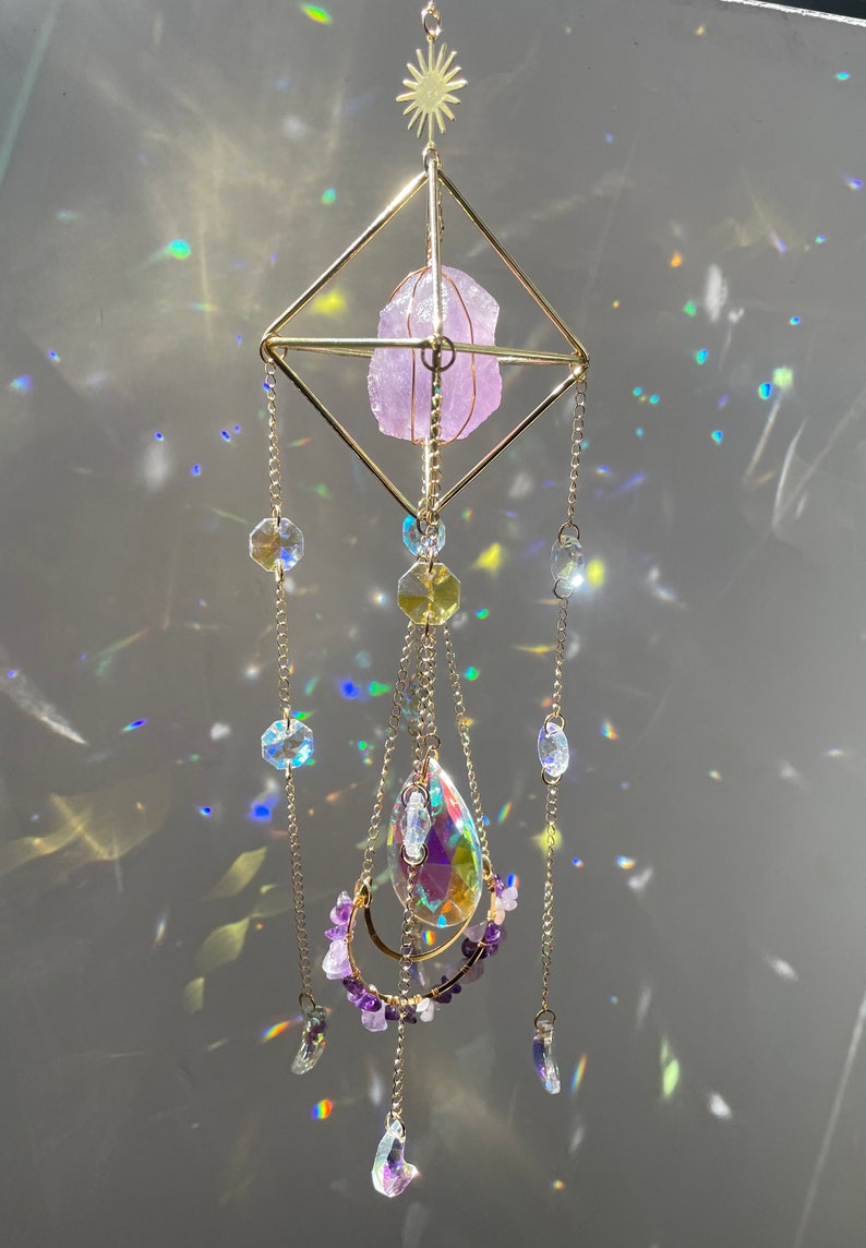 Crystal Hanging Sun Catcher Aurora Gem Crystal Prism - Minihomy