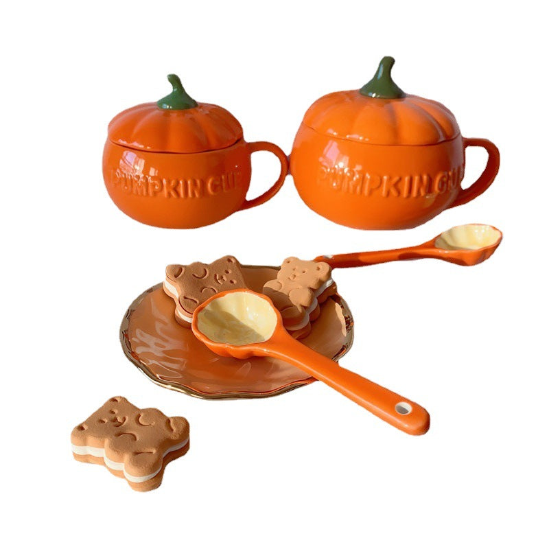 Ceramic Breakfast Couple Pumpkin Cups - Minihomy