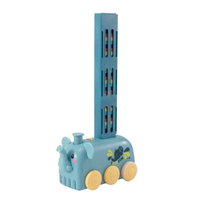 Domino Train Toy Stacking Block Set Domino Building Block Brain Developmental Electric Car Cartoon Block For Kids - Minihomy