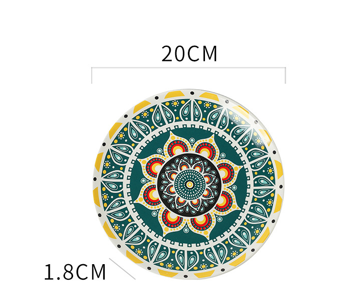 Ceramic Bohemian Tableware Platter Moroccan Pattern Ethnic Flat Plate - Minihomy