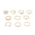 Bohemian Star Moon Love Pearl Leaf 10-Piece Ring - Minihomy