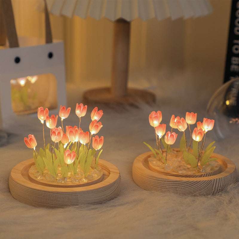 Handmade Tulip Night Light Bedside Ornament Home Decor - Minihomy