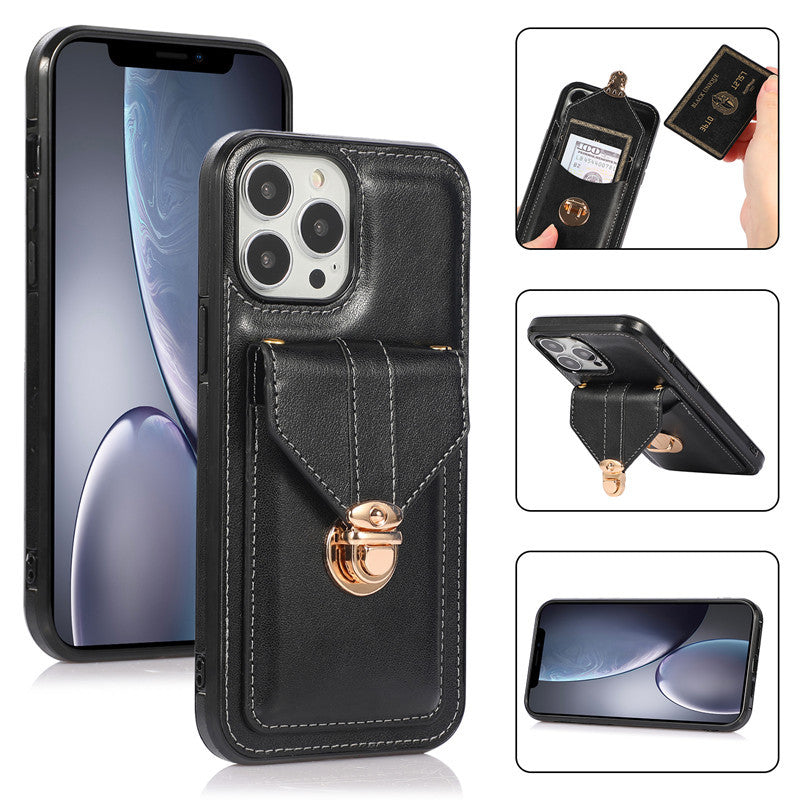 Creative Card Leather Diagonal Lanyard Mobile Phone Case - Minihomy