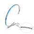 Blue and White Opal Bangle Bracelet Sterling Silver Adjustable Cuff Bracelets - Minihomy