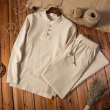 Chinese Style Cotton And Linen Autumn Men's Long-sleeved Trousers Suit - Minihomy