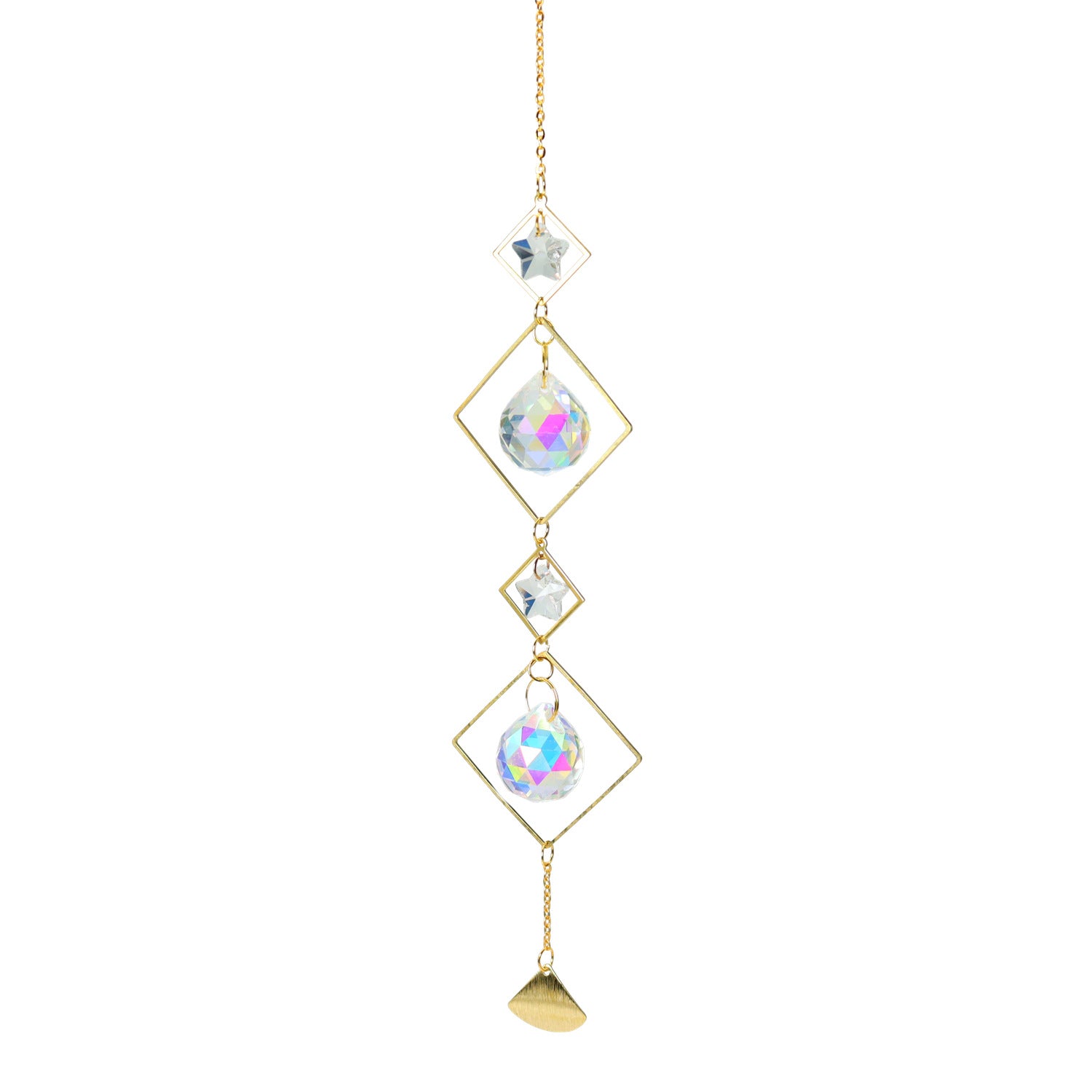 Crystal Sun Catcher Moon Star Wind Chime Pendant - Minihomy