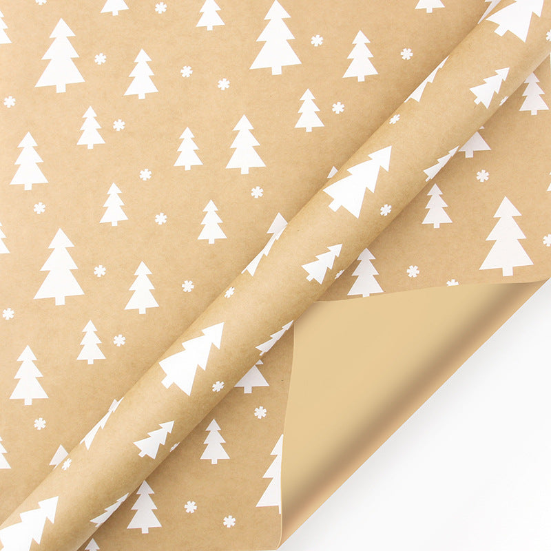 Kraft Paper Retro Christmas Tree Snowflake Gift Wrapping Paper - Minihomy