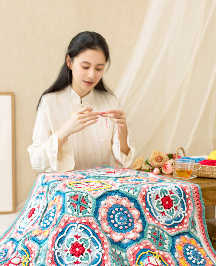 Ruyi Lotus Blanket Handmade Diy Woven Blanket Cotton Crochet