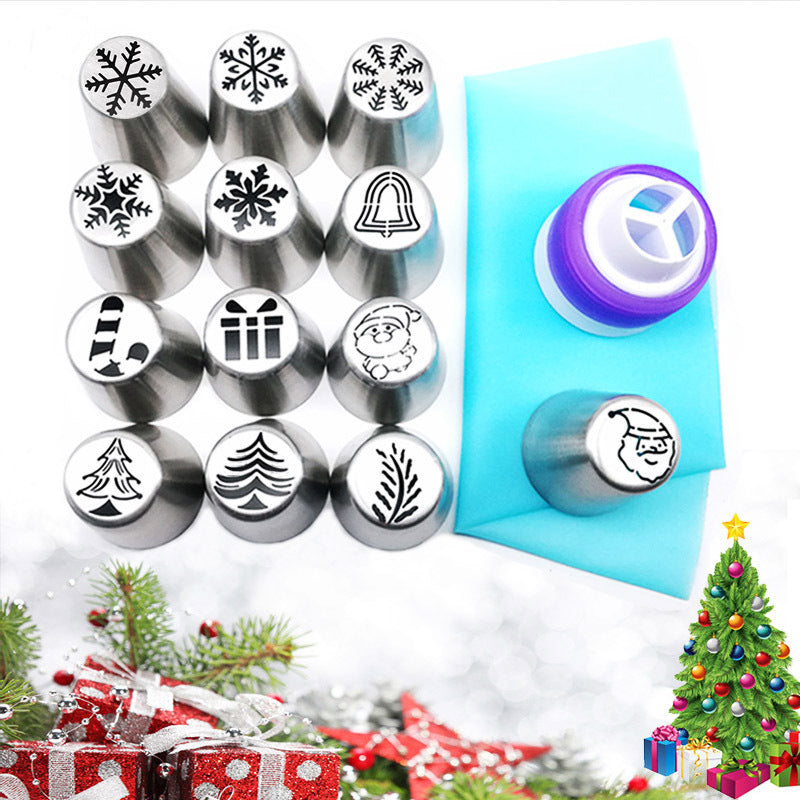 15 Piece Stainless Steel Christmas Decoration Mouth Set Christmas Icing Piping Nozzles For Kitchen Supplies - Minihomy