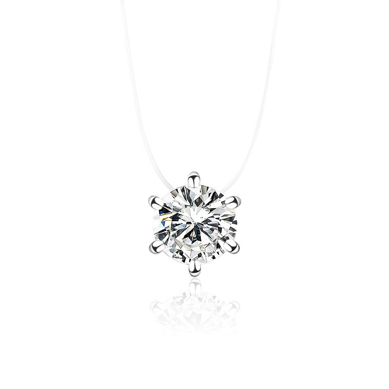 Multi-claw Diamond Zircon Pendant Necklace - Minihomy