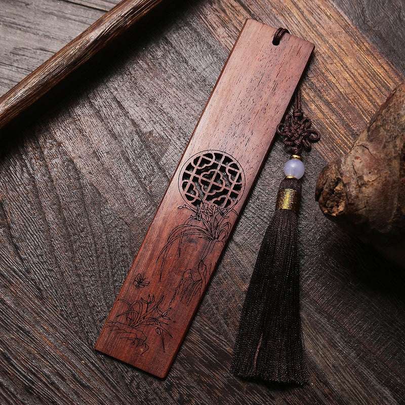 Mahogany Ebony Hollow Nanmu Bookmark Set Chinese Style Crafts - Minihomy