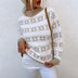 Casual Half High Neck Christmas Snowflake Sweater Blouse - Minihomy