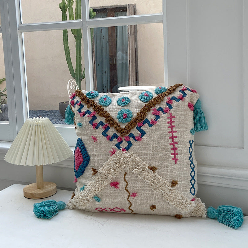 Moroccan Style Cotton Tufted Pillow For Living Room And Bedroom - Minihomy