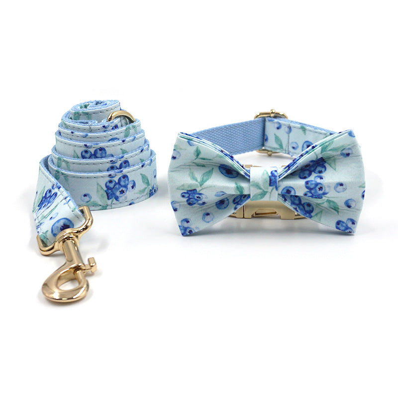 Cute Blueberry Print Pet Out Chest And Back Leash Set - Minihomy