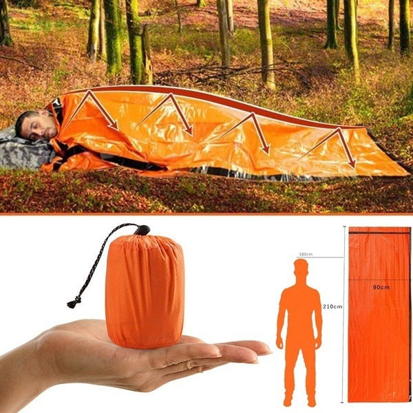 Emergency Sleeping Bag Aluminized Orange Outdoor - Minihomy