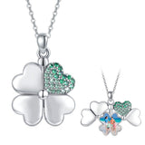 S925 Sterling Silver Four Leaf Clover Locket That Holds Pictures Irish Pendant Necklace