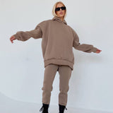 Women's Fleece Tracksuit Hooded 2 Piece Set Autumn Winter Oversized Hoodies