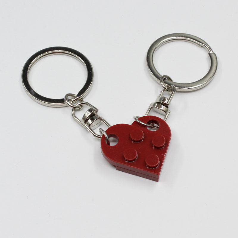 Heart Key Chain Valentines Day Gift Blocks Can Split Key Link Couples - Minihomy