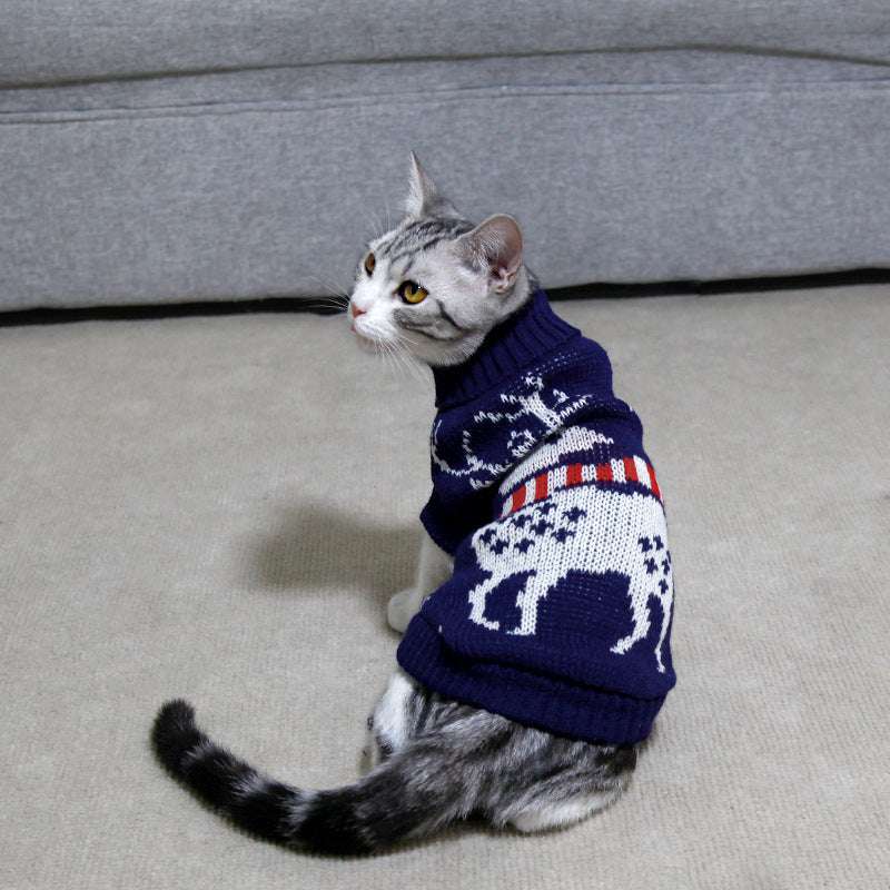 Dog Cat Sweater Pet Christmas Knitting High Collar Clothes - Minihomy