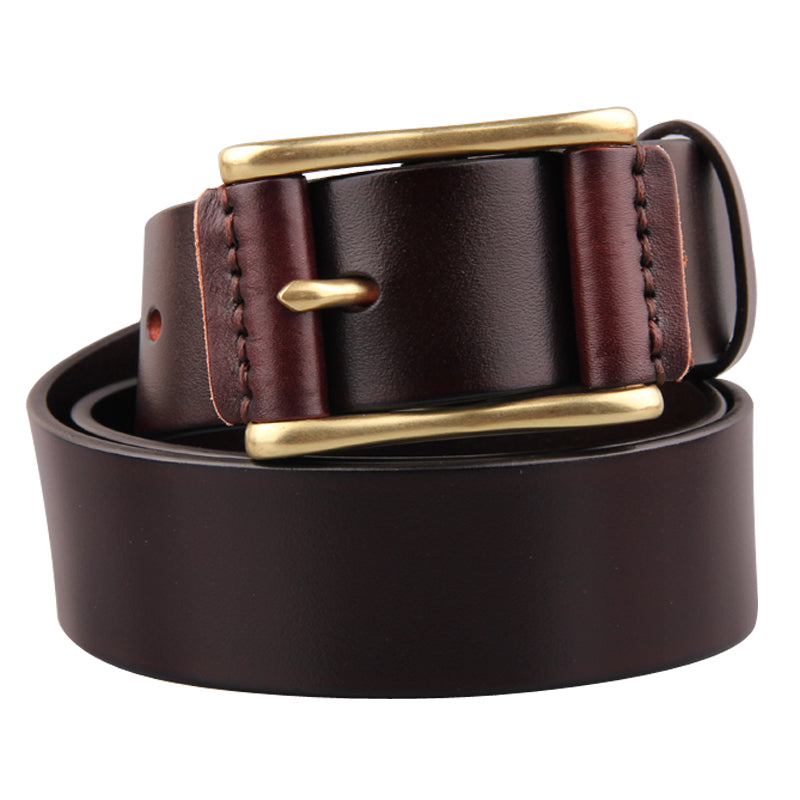 Men's Brass Buckle Denim Belt - Casual & Stylish - Minihomy