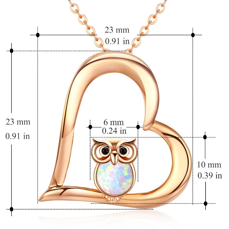 Owl Necklace Cute Opal Jewelry 18K Plated Sterling Silver Rose Gold Necklace for Women - Minihomy