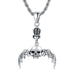 Gothic Skeleton Pendants Necklace with Bat Crown for Men Sterling Silver Matte Gift for Teens - Minihomy