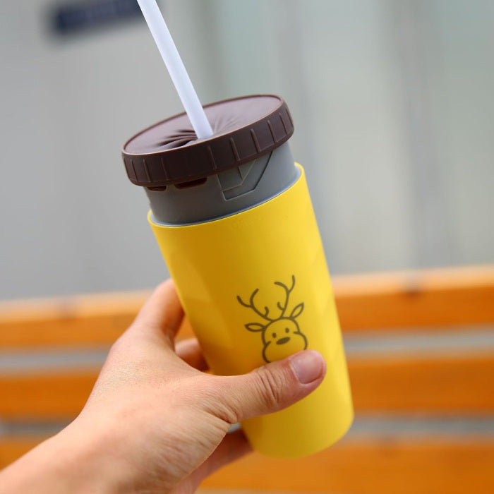 No Cover Twist Cup Travel Portable Cup Double Insulation Tumbler Straw Sippy Water Bottles - Minihomy