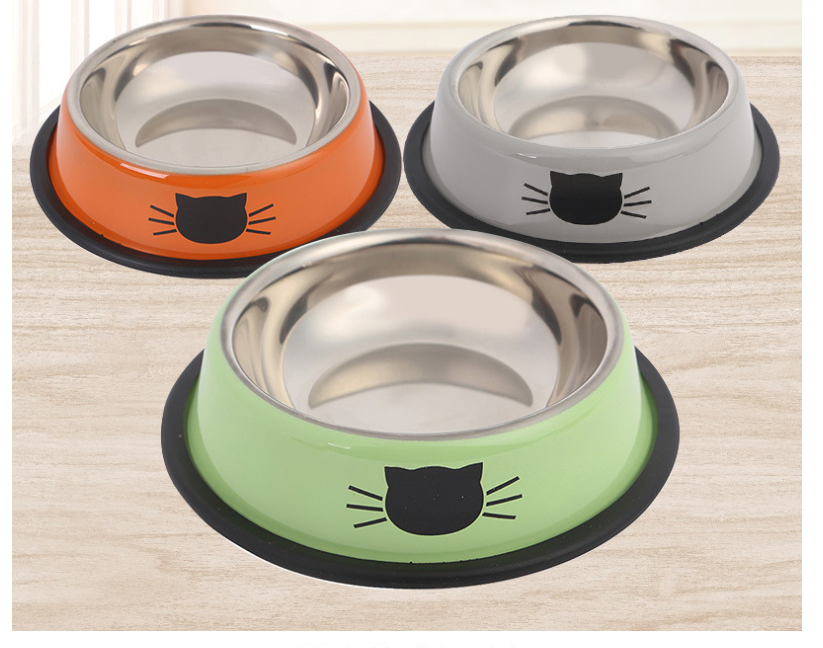 Color stainless steel pet cat bowl - Minihomy