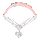 Shiny Rhinestone Pet Suede Soft Love Love Diamond Cat Collar - Minihomy