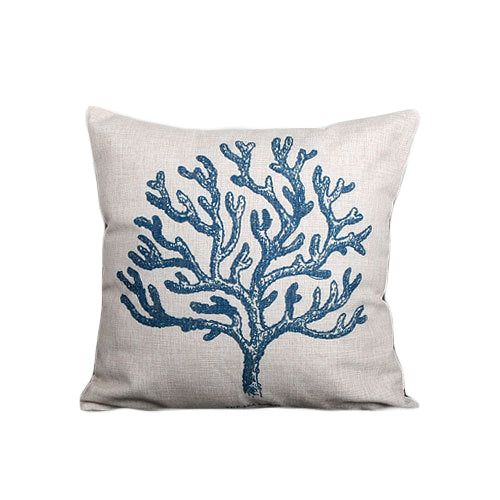 Blue Mediterranean Ocean Style Pillowcase Shell Starfish Coral Cushion - Minihomy