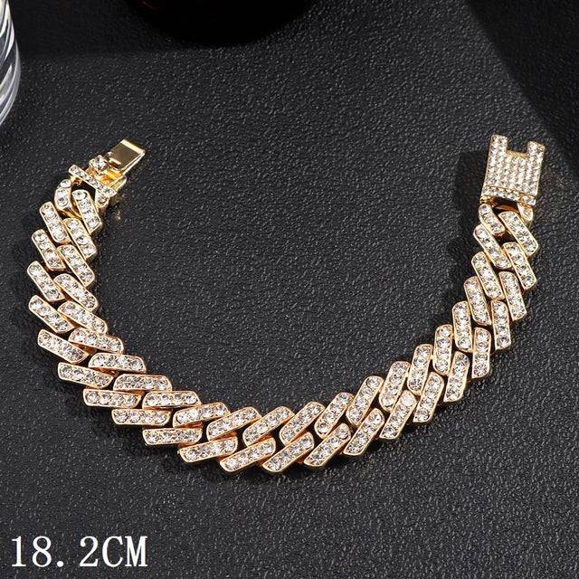 12mm Iced Out Cuban Link Chain Bracelet - Minihomy