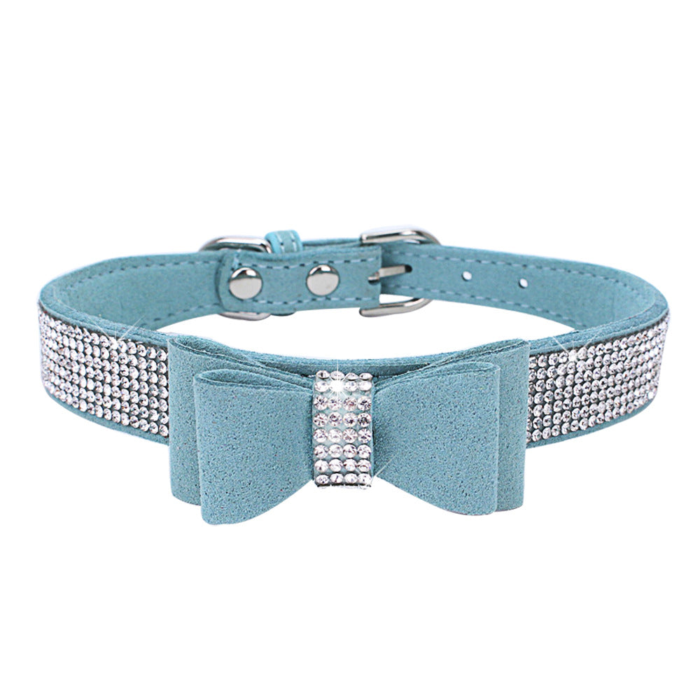 Rhinestone Bow Pet Dog Collar Leash - Minihomy