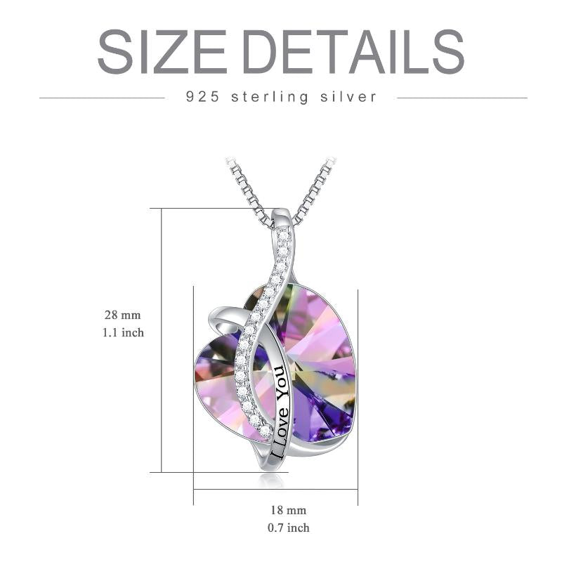 Sterling Silver Blue Purple Heart Pendant Necklace Embellished With Crystals From Austria Fine Anniversary Birthday Jewelry Gifts For Women