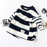 Striped Black And White Pullover Children's Long-sleeved Sweater