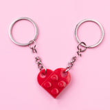 Heart Key Chain Valentines Day Gift Blocks Can Split Key Link Couples - Minihomy