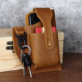 Men's Retro Leather Phone Hanging Belt Bag - Minihomy