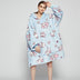 Ovesized Wearable Blanket Hoodie Winter Cute Print Fleece Sleepwaer Warm And Cozy Sofa Homewaer - Minihomy