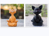 Whimsical Black Buddha Cat Figurine Meditation Yoga Collectible Happy Cat Decor Home Garden Decoration Garden Ornament