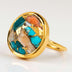 Gold Plated Vintage Melange Gemstone Ring - Minihomy