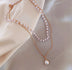 Simple Chain Beaded Multilayer Necklace Pearl Pendant Necklace - Minihomy