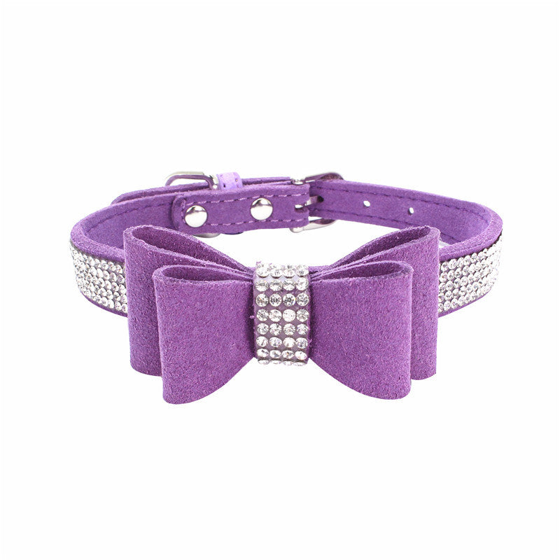 Rhinestone Bow Pet Dog Collar Leash - Minihomy