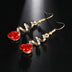 Fashion Jewelry Ethnic Red Rose Drop Earrings Big Rhinestone Earrings Vintage For Women Rose Gold Spiral Dangle Earring - Minihomy