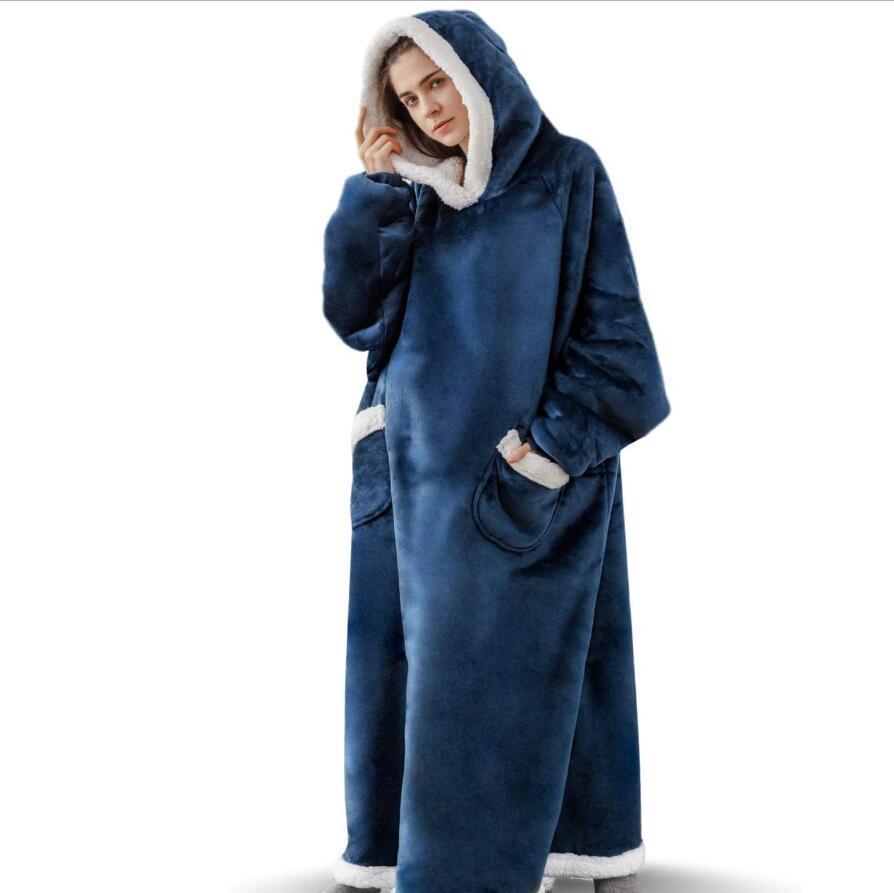 Lazy Blanket Hooded Flannel TV Blanket Lazy Clothes Pajamas Sweater - Minihomy