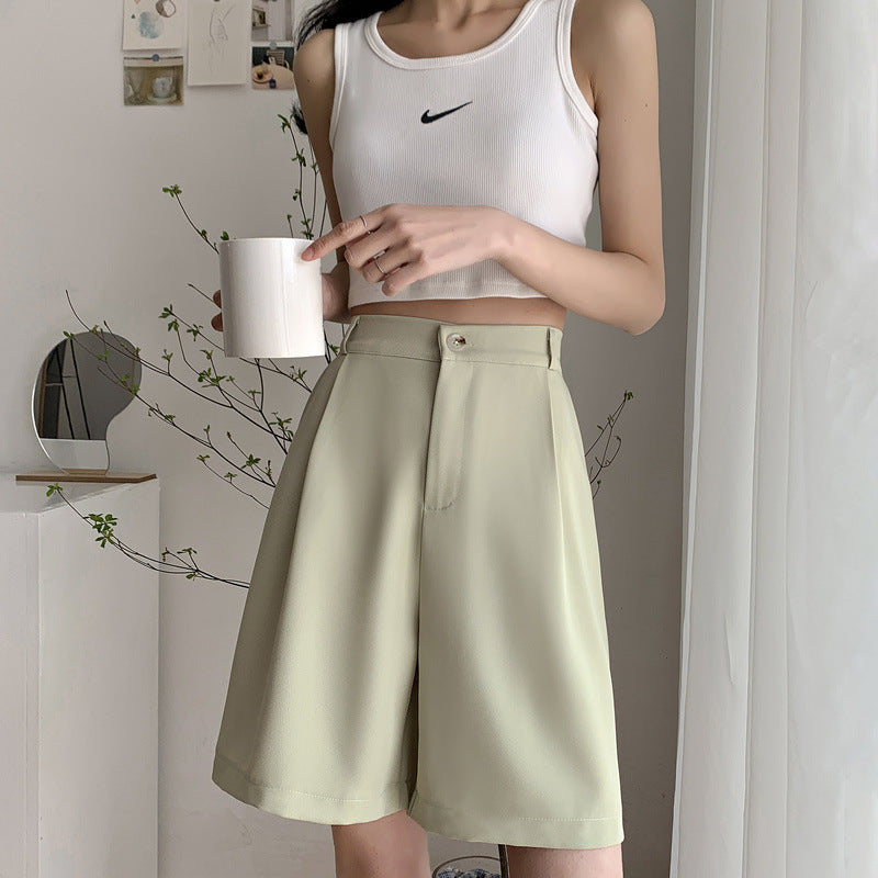 Women's High-waist Casual Wide-leg Five-point Pants