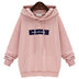 Loose Word Student Hooded Plus Fleece Sweater - Minihomy